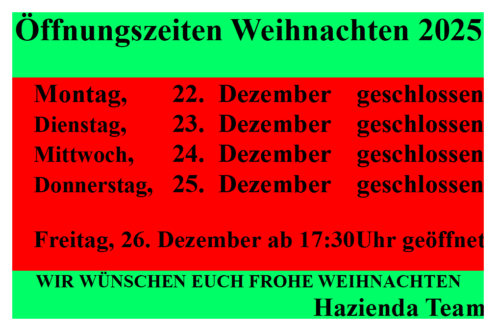 Öffnungszeiten Weihnachten 2025